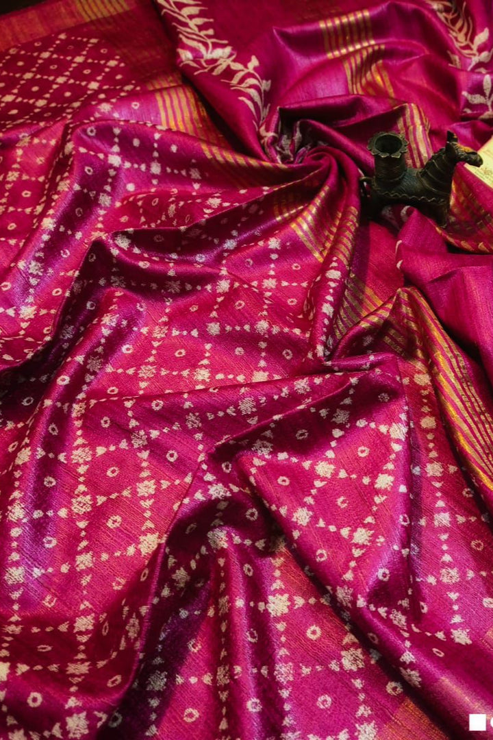 Golden Wand Ghicha Tussar Silk Saree