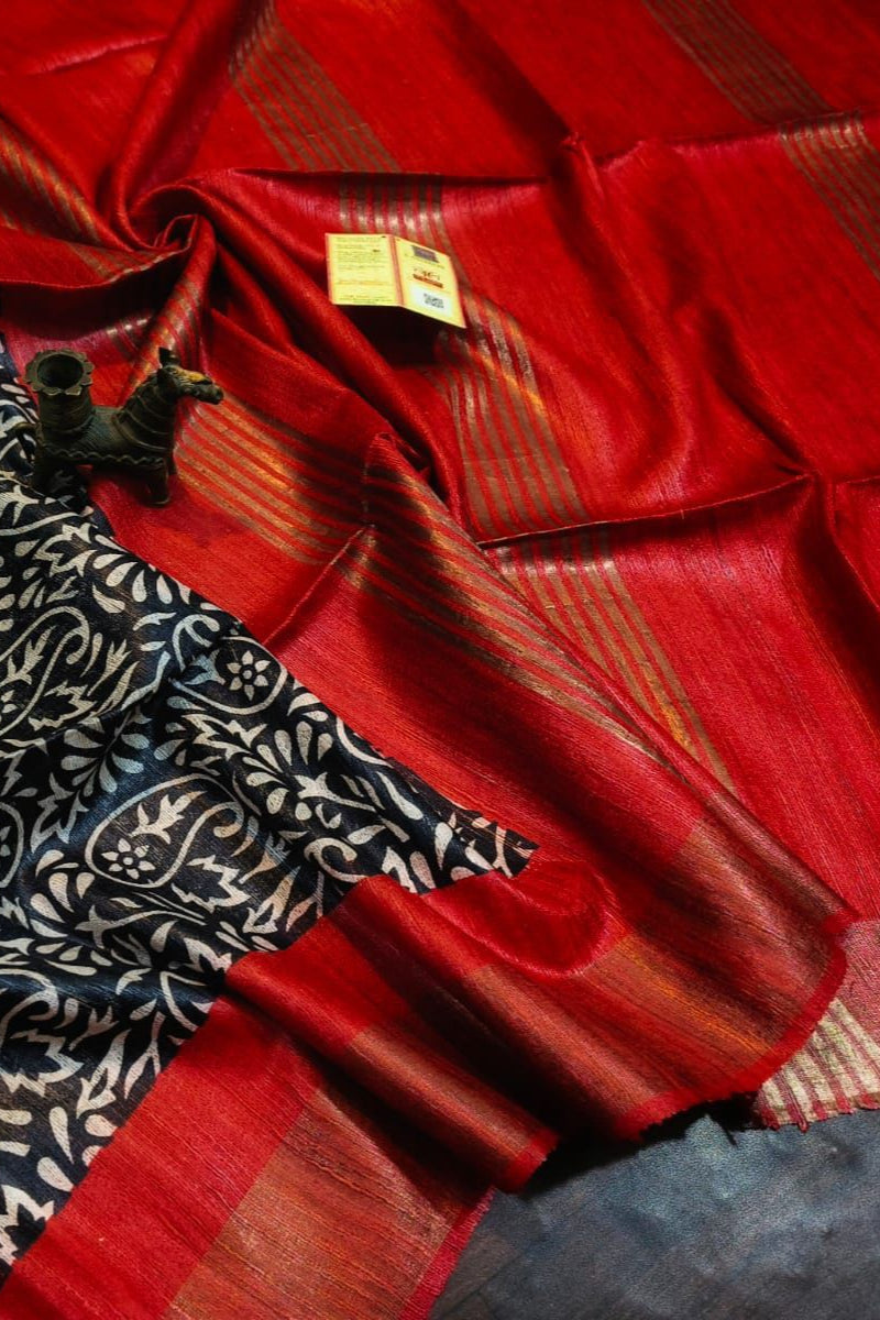 Golden Wand Ghicha Tussar Silk Saree