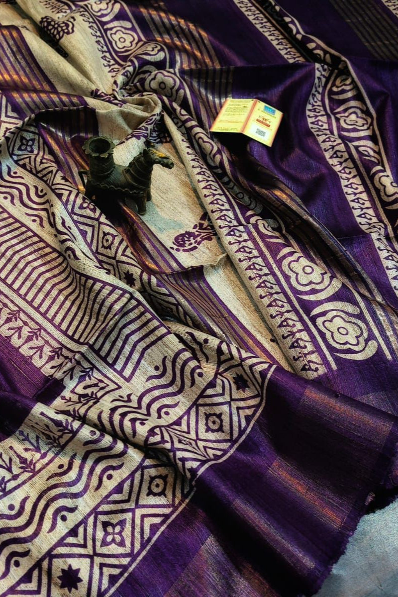 Golden Wand Ghicha Tussar Silk Saree