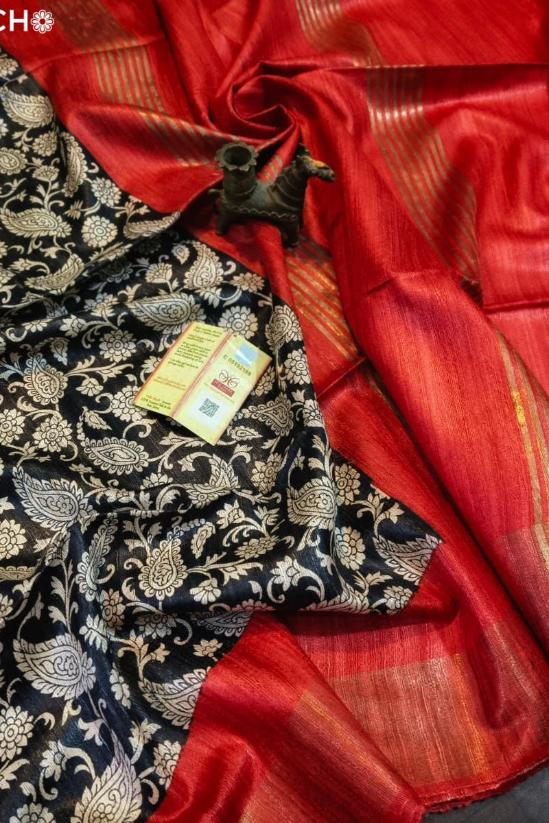 Golden Wand Ghicha Tussar Silk Saree