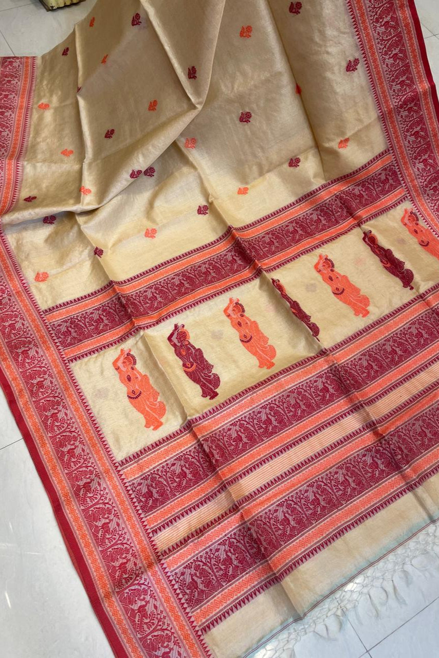 Hridaybina Gachi Tussar Jamdani Saree