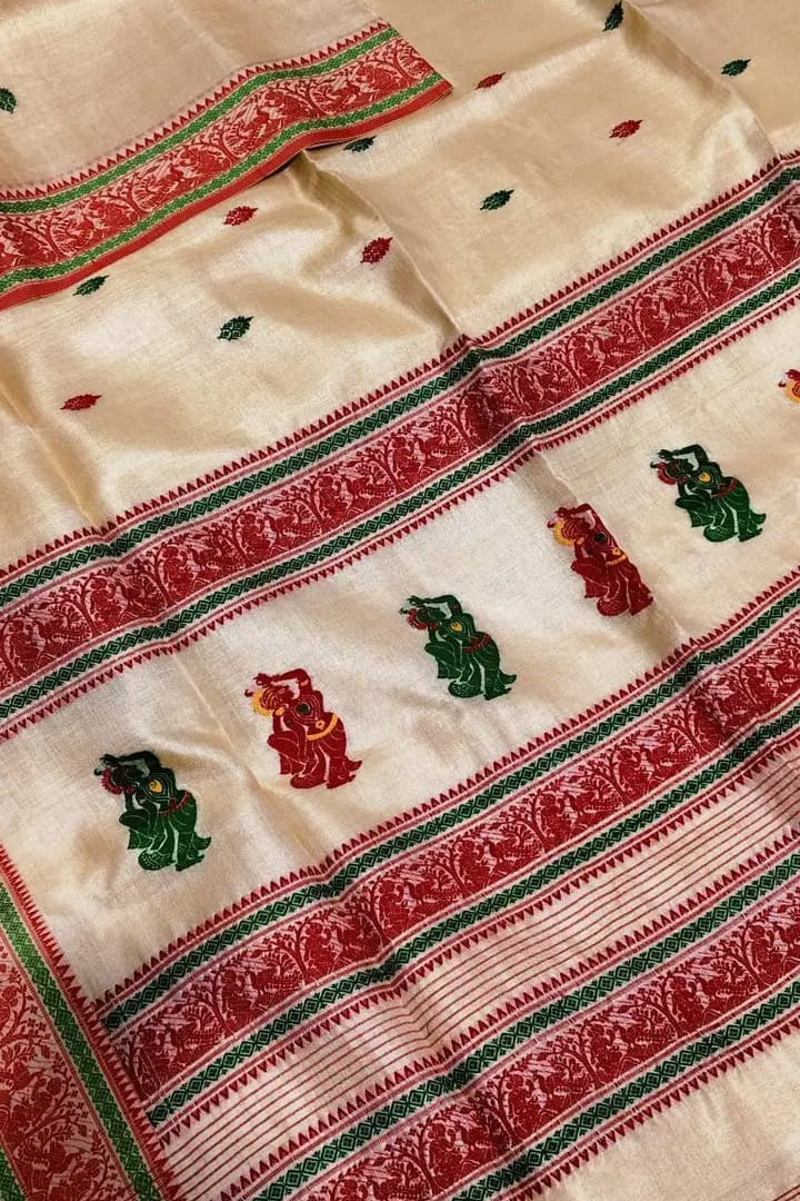 Hridaybina Gachi Tussar Jamdani Saree