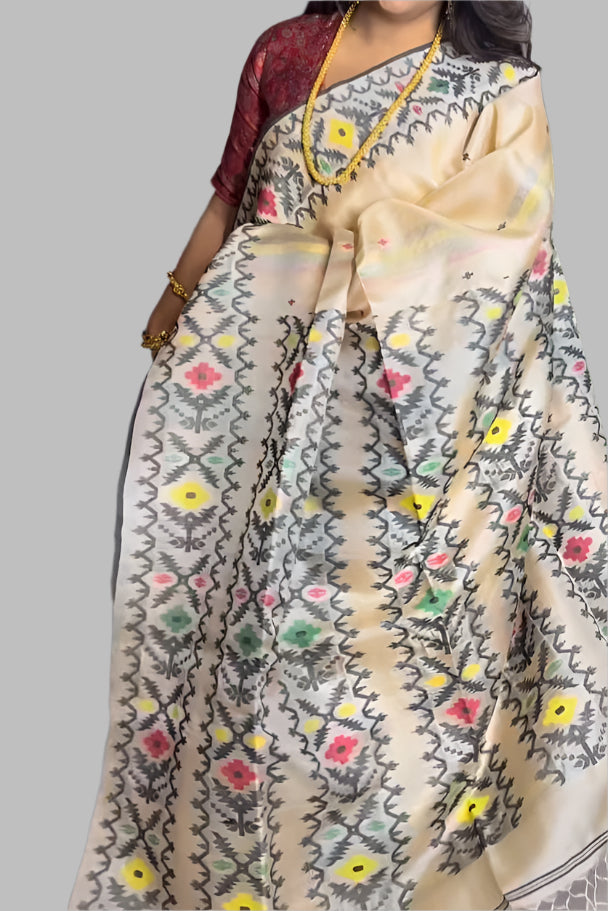 Nirjon Dupur Gacchi Tussar Jamdani Saree