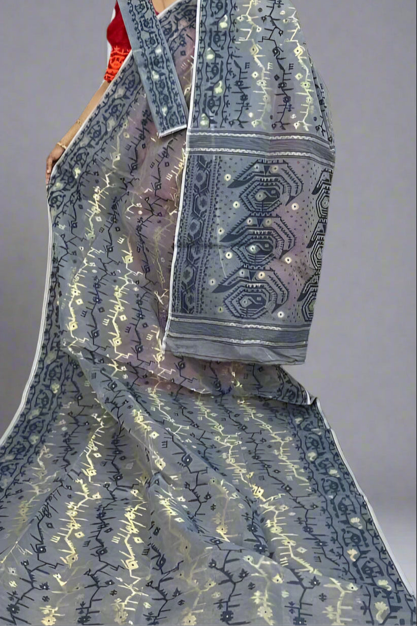 Megher Gaan Dhakai Jamdani Saree