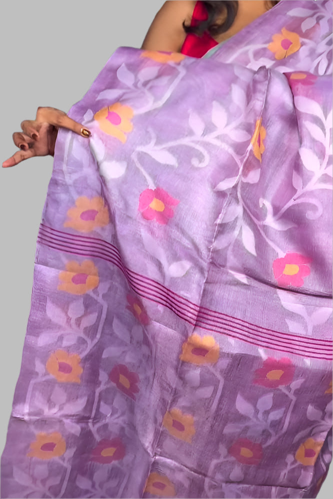 Durer Alo Gacchi Tussar Jamdani Saree