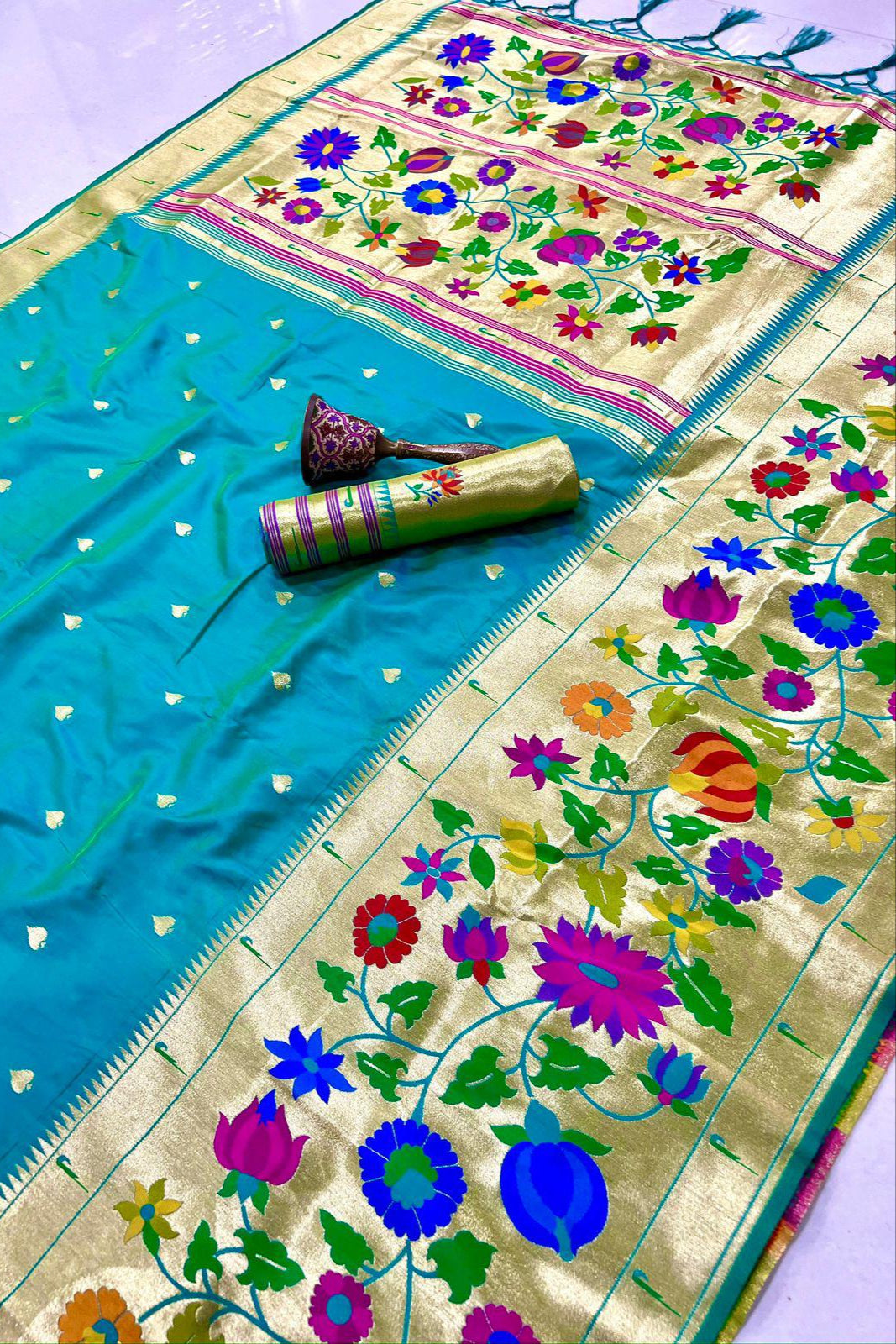 Moon’s memory Paithani Blue Silk Saree