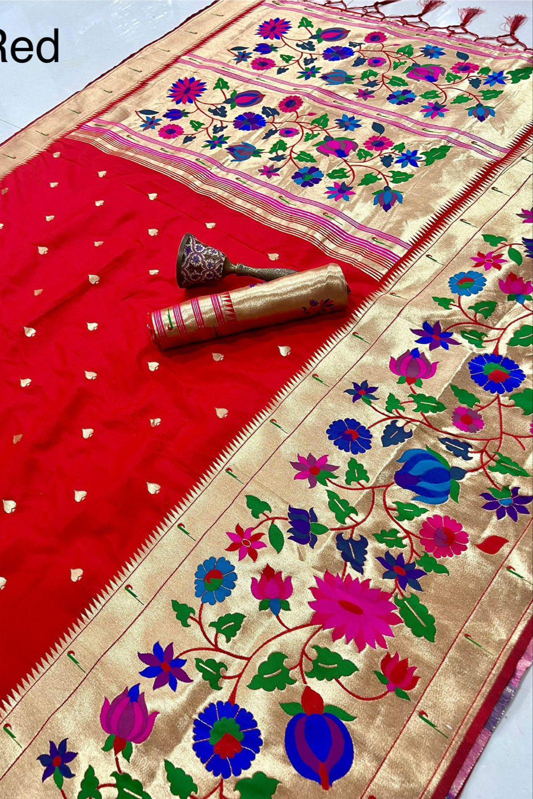 Moon’s memory Paithani Red Silk Saree