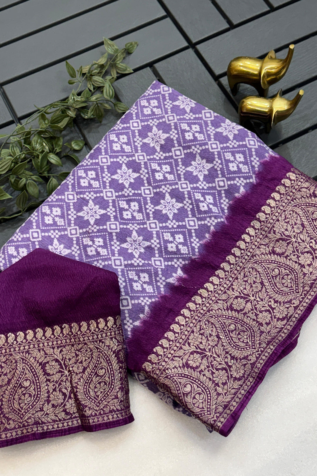 White mirror Dola Silk Saree