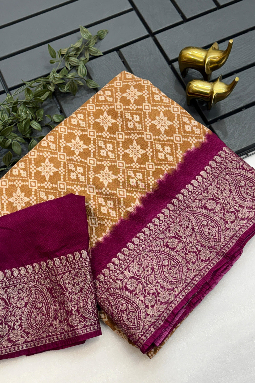 White mirror Dola Silk Saree