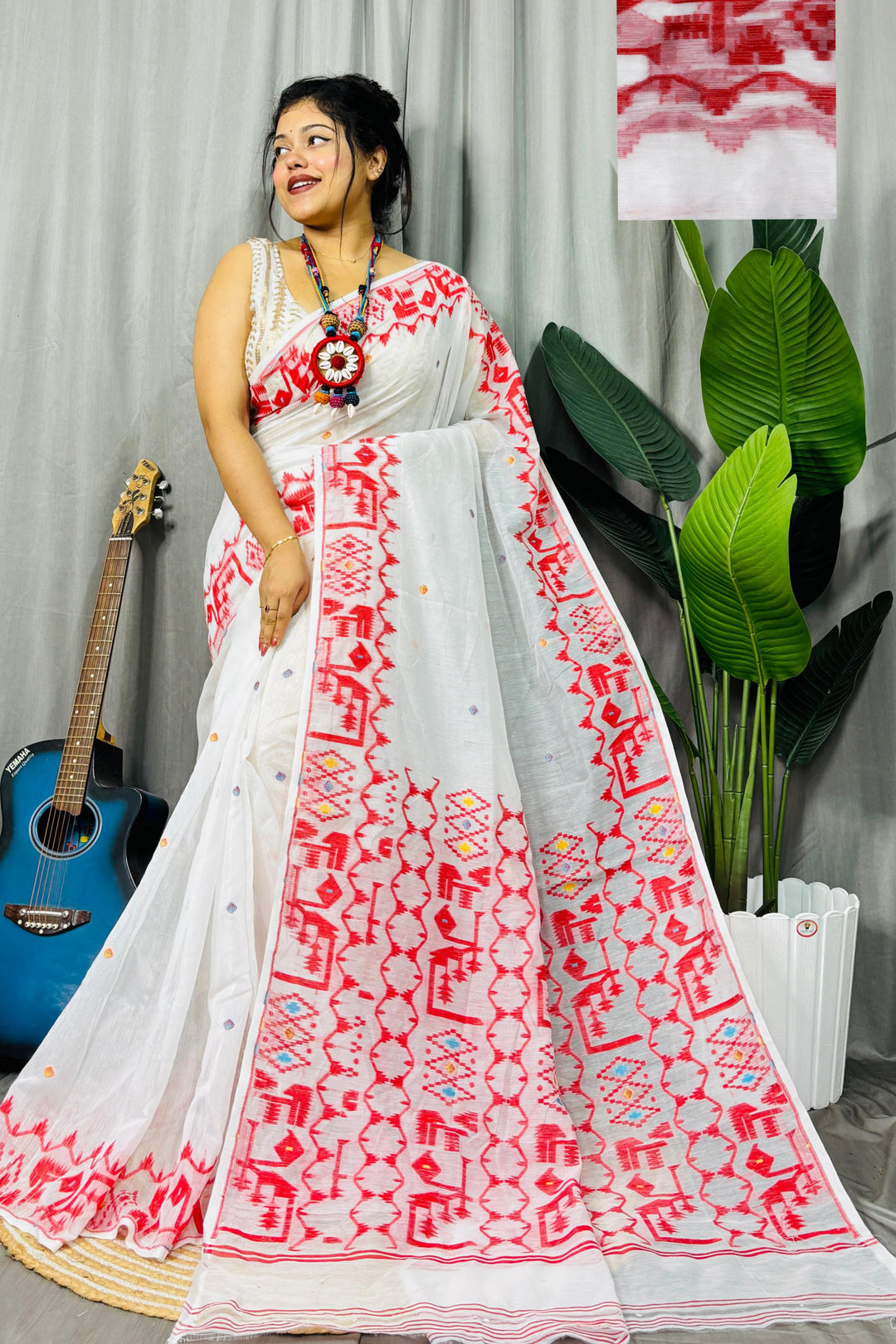 Bristir Rong Dhakai Jamdani Saree