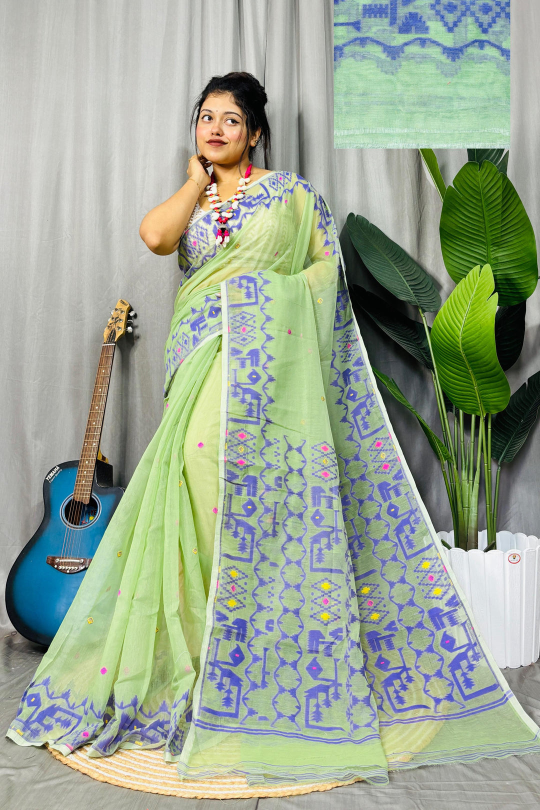 Bristir Rong Dhakai Jamdani Saree