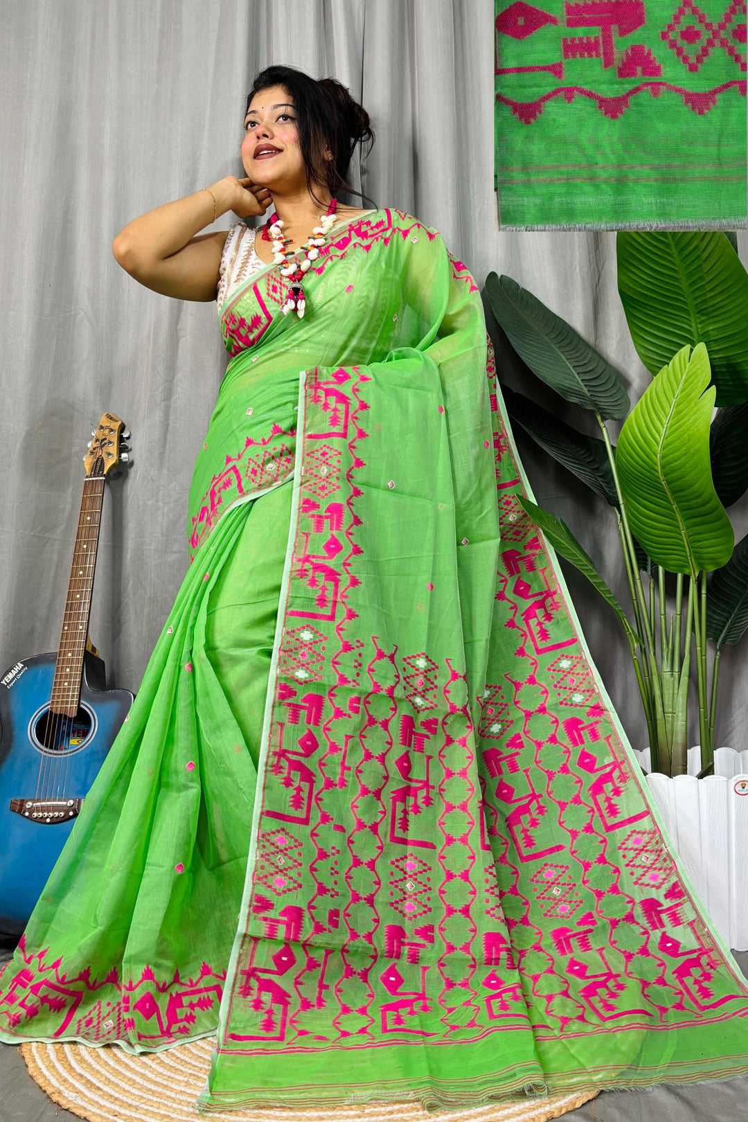 Bristir Rong Dhakai Jamdani Saree