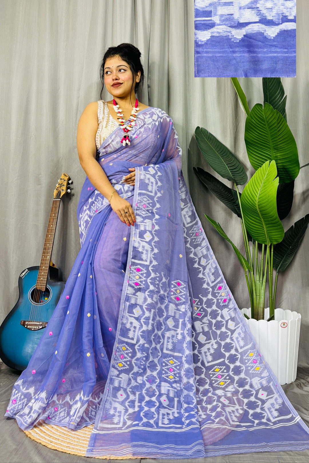Bristir Rong Dhakai Jamdani Saree
