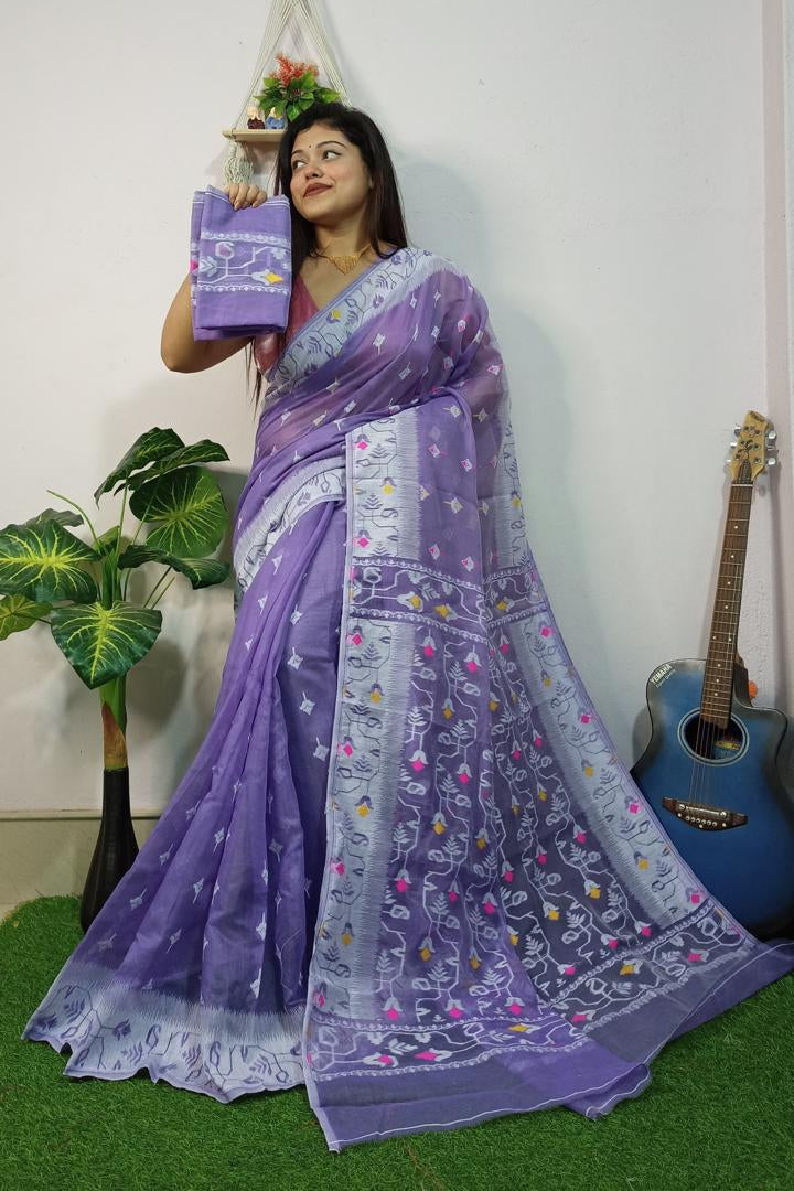 Bristir Gondho Dhakai Jamdani Saree