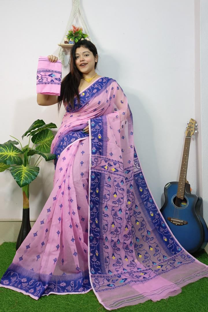 Bristir Gondho Dhakai Jamdani Saree