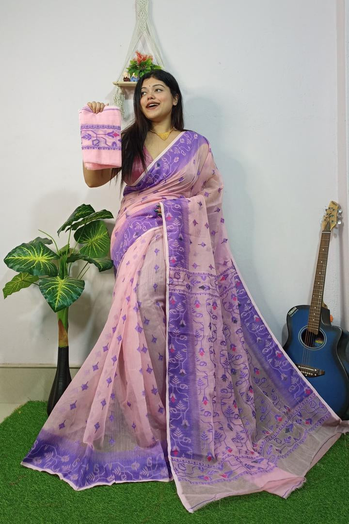 Bristir Gondho Dhakai Jamdani Saree