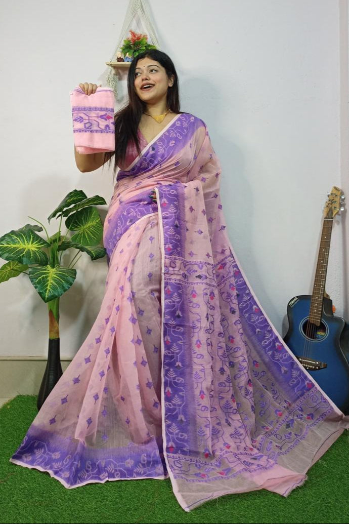 Bristir Gondho Dhakai Jamdani Saree