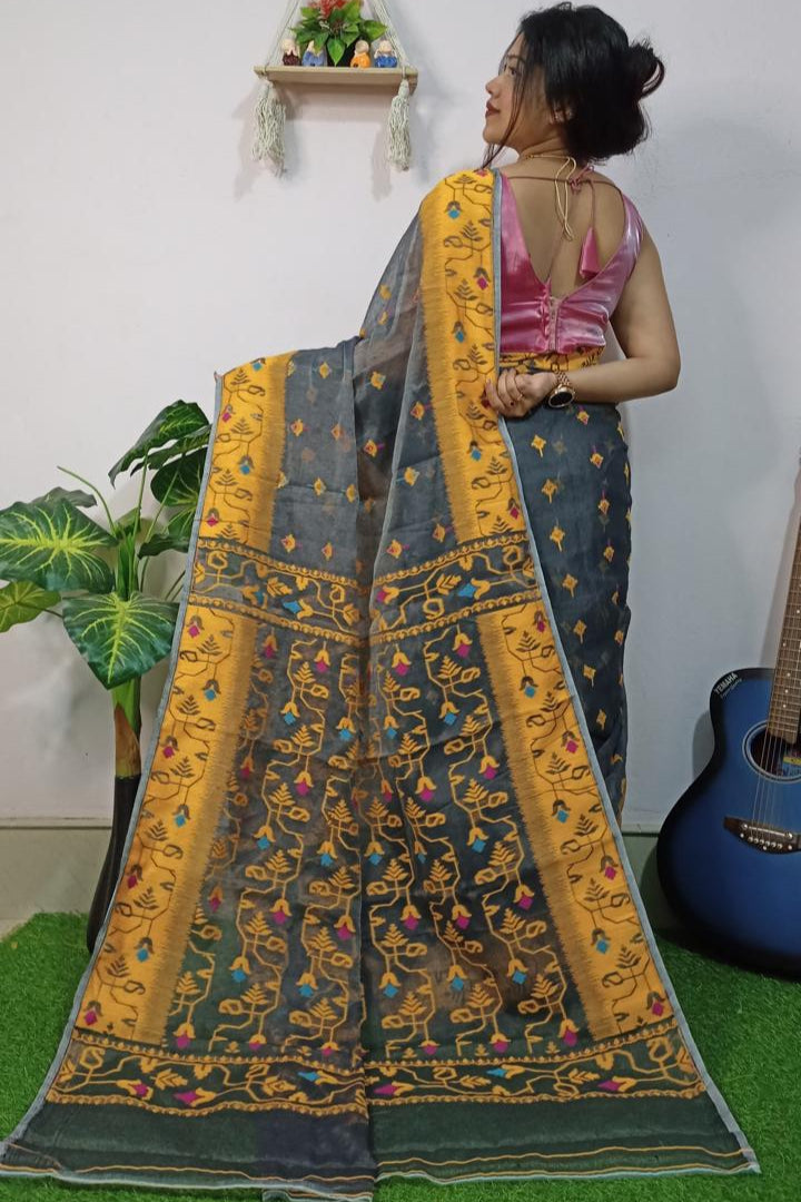 Bristir Gondho Dhakai Jamdani Saree