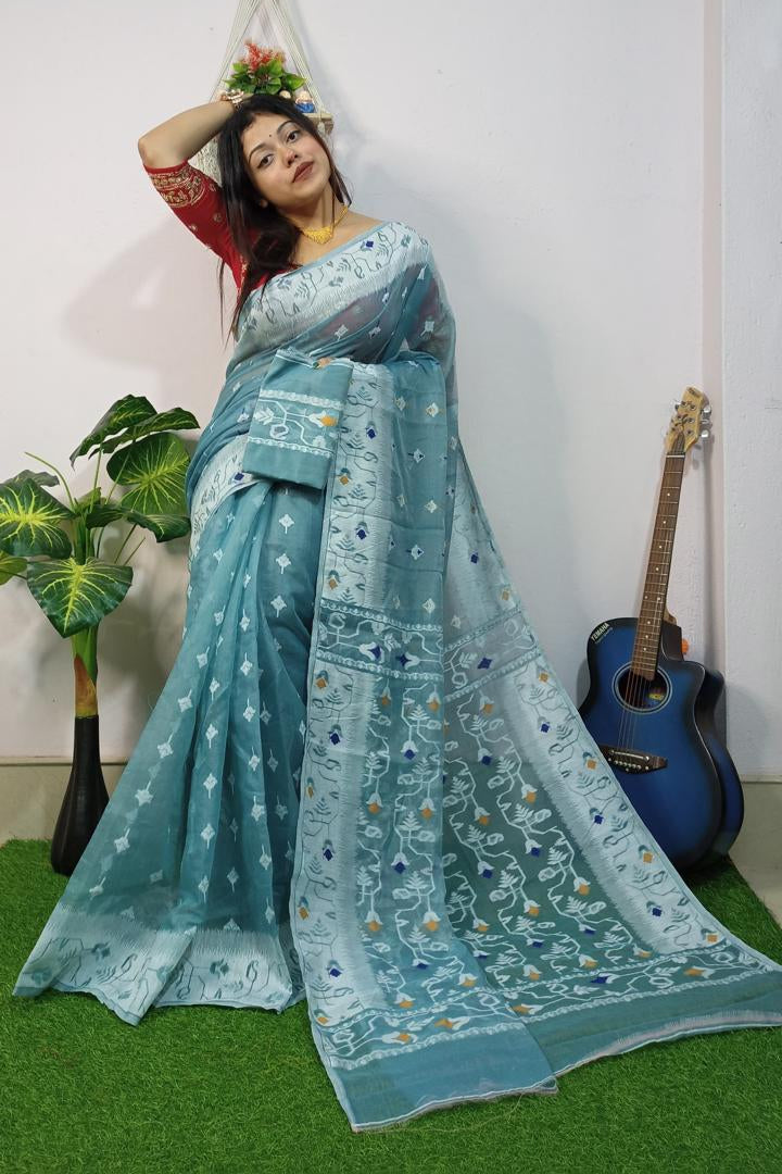 Bristir Gondho Dhakai Jamdani Saree