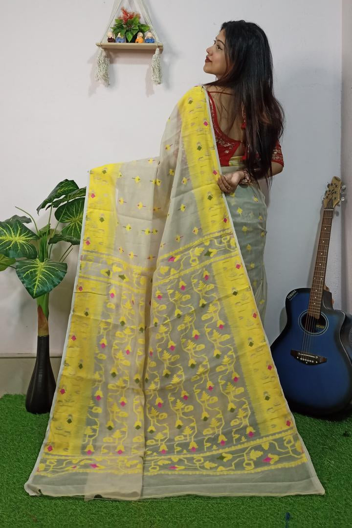 Bristir Gondho Dhakai Jamdani Saree