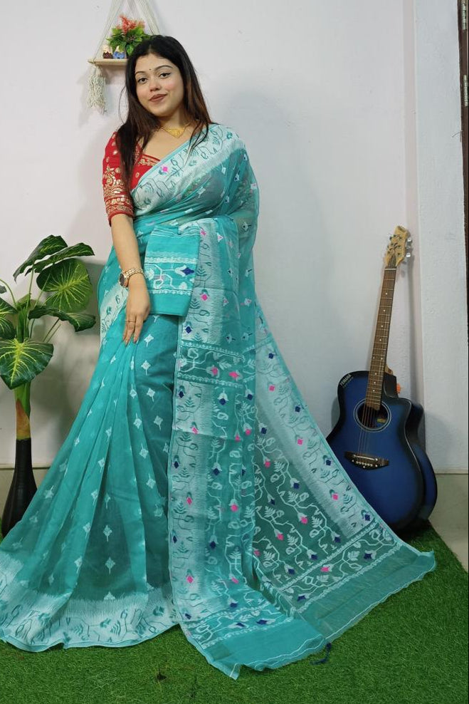Bristir Gondho Dhakai Jamdani Saree