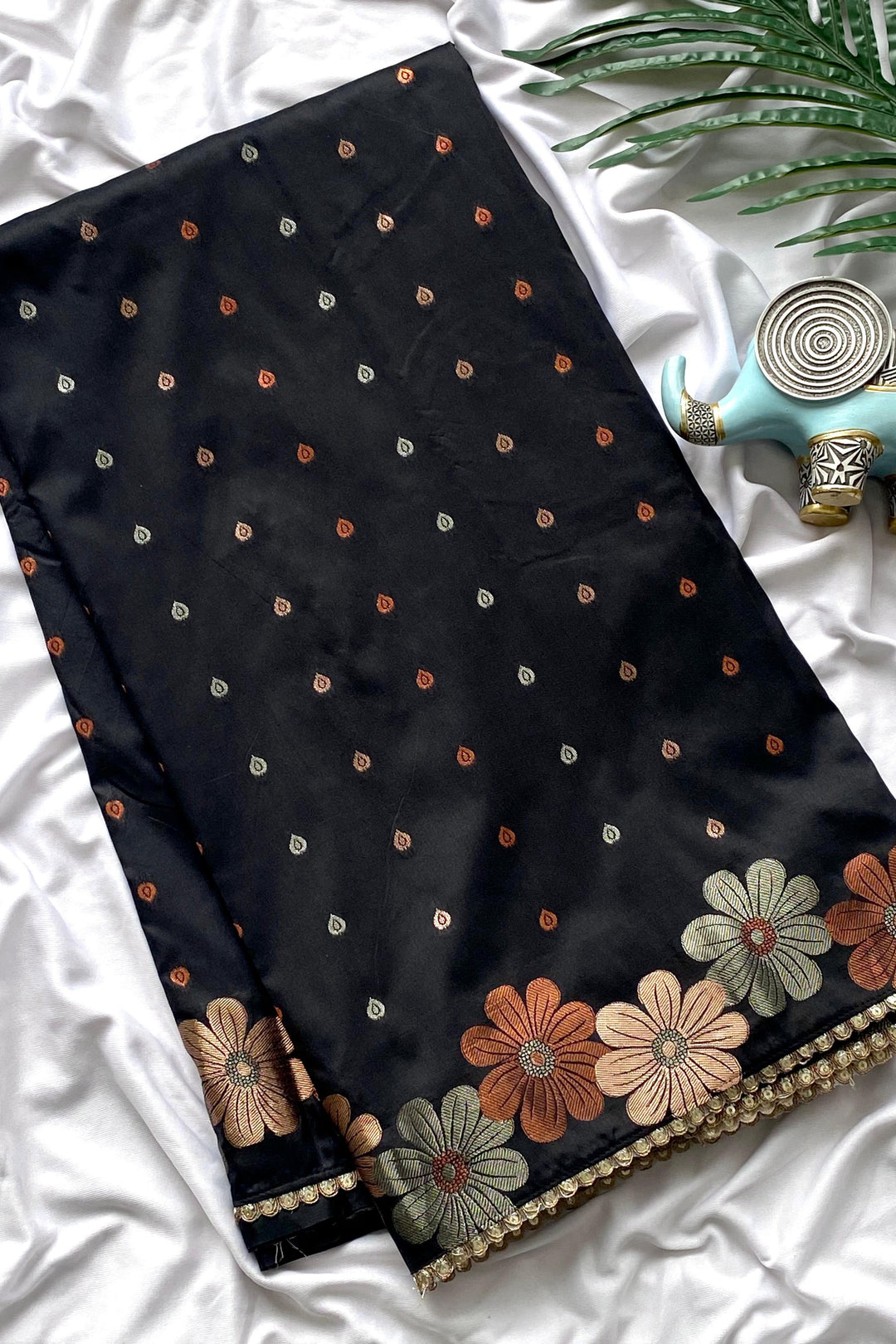 Blush Mist Fancy Black Silk Saree