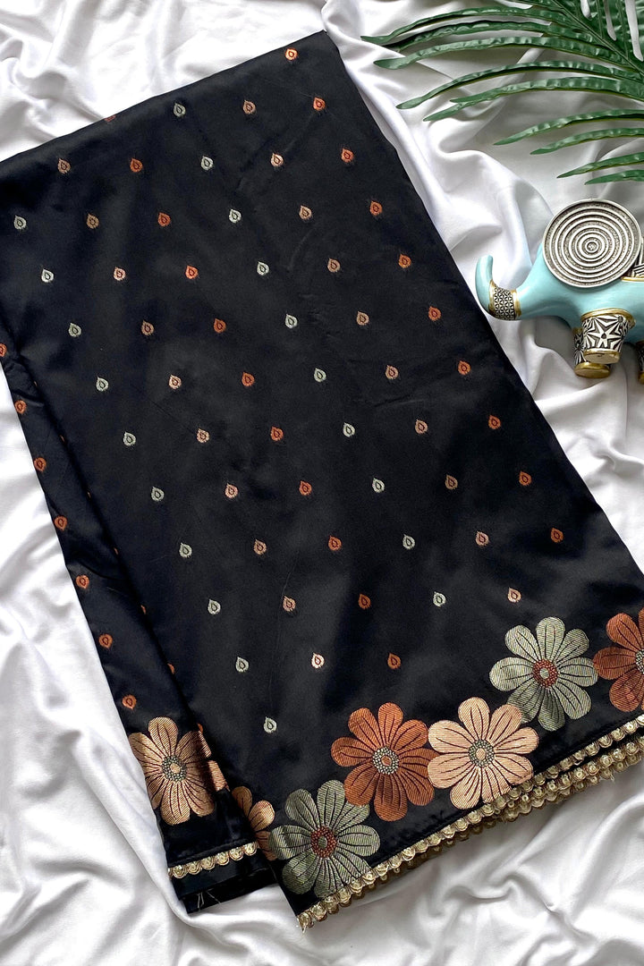 Blush Mist Fancy Black Silk Saree