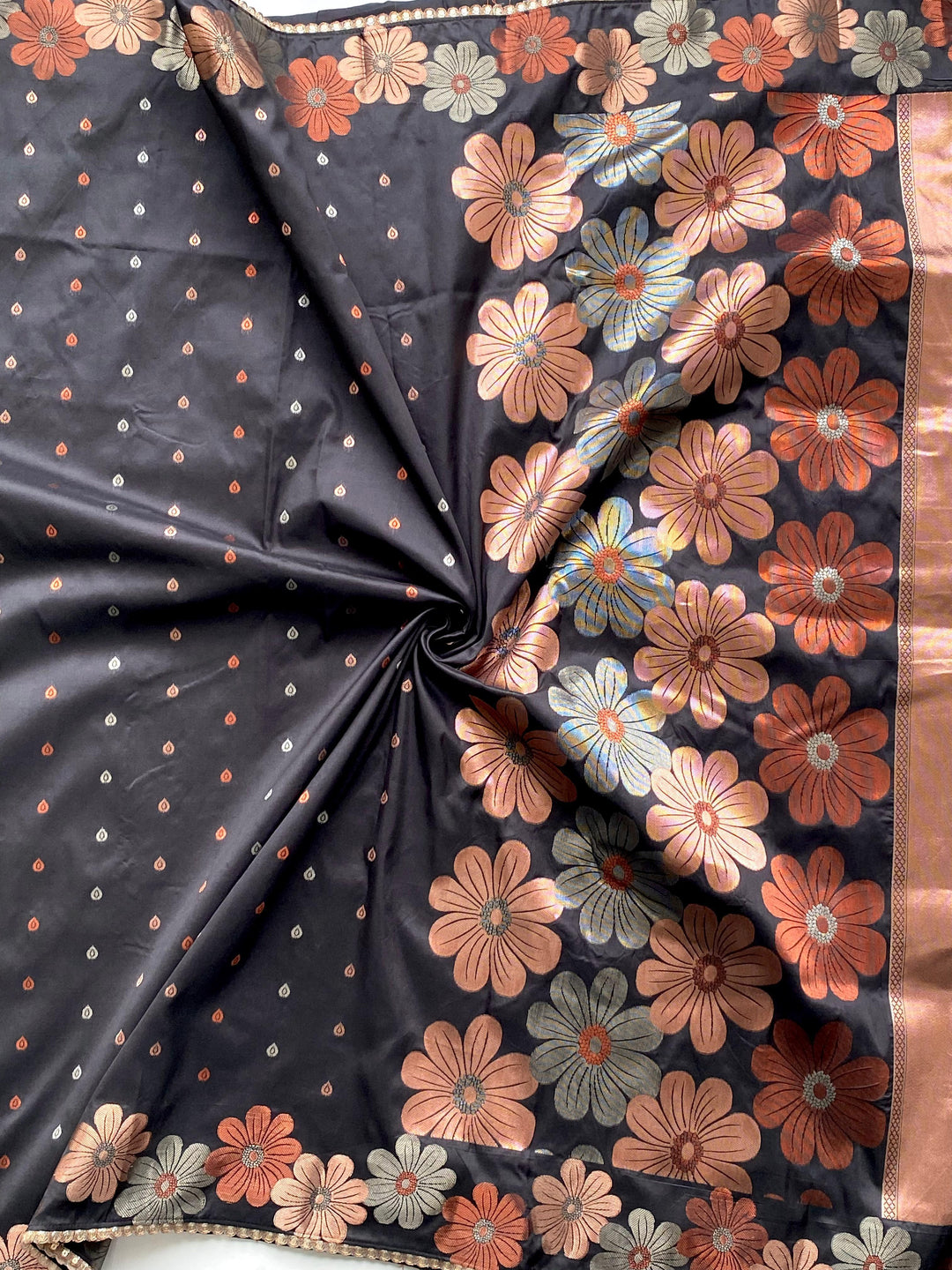 Blush Mist Fancy Black Silk Saree