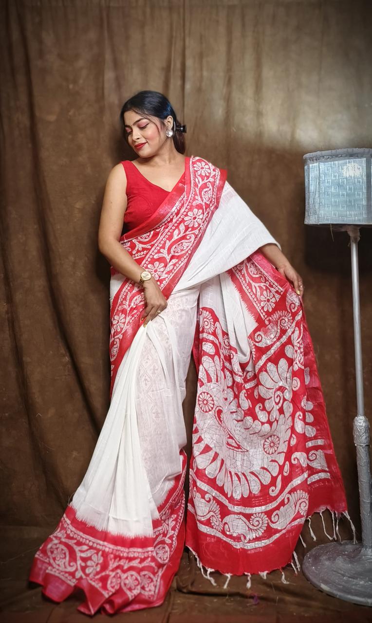 Opar Nodi Bengal Linen Saree