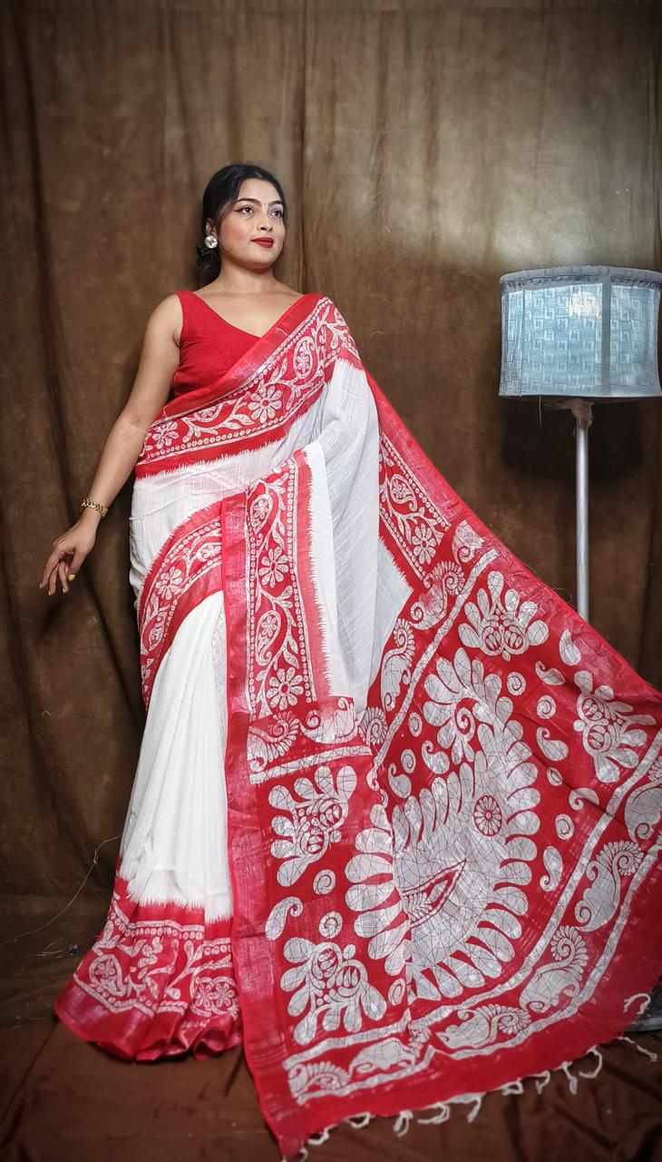 Opar Nodi Bengal Linen Saree