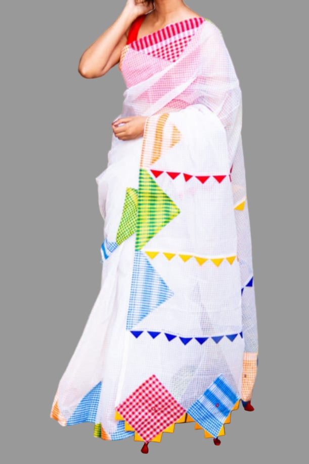 Shitol Bonolata Reshom Kota Applique Saree