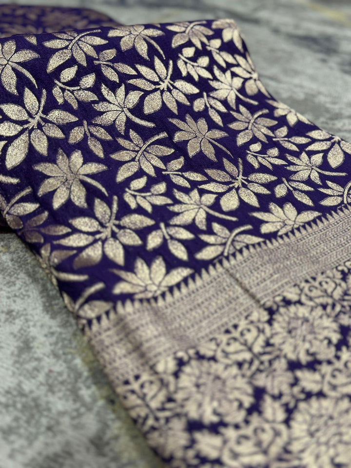 Cool Forest Vine Crepe Khaddi Silk Saree