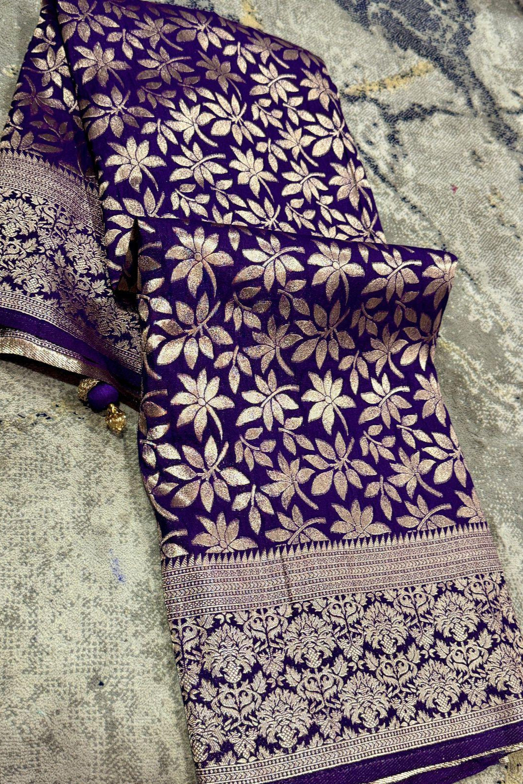 Cool Forest Vine Crepe Khaddi Silk Saree