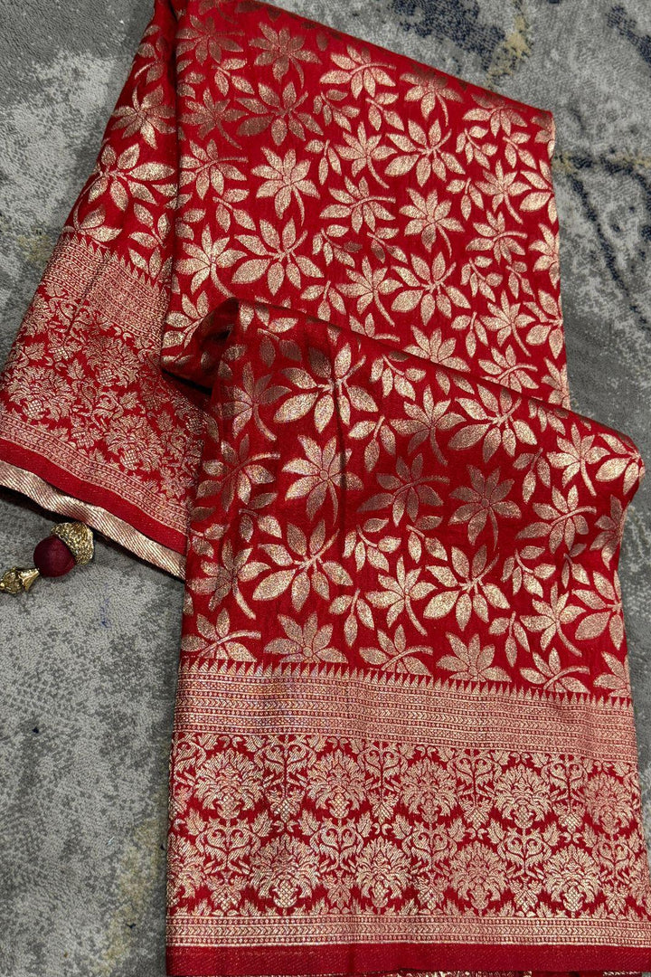 Cool Forest Vine Crepe Khaddi Silk Saree