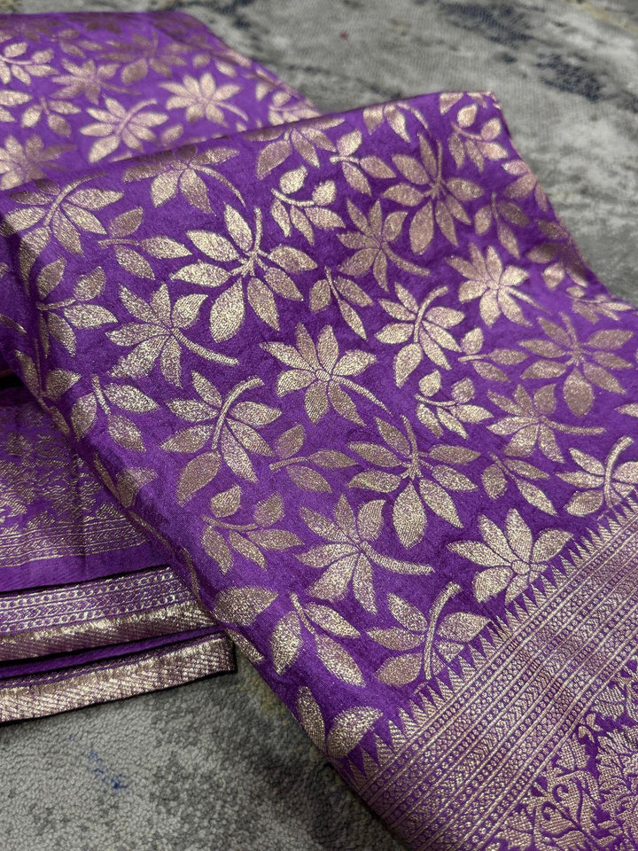 Cool Forest Vine Crepe Khaddi Silk Saree