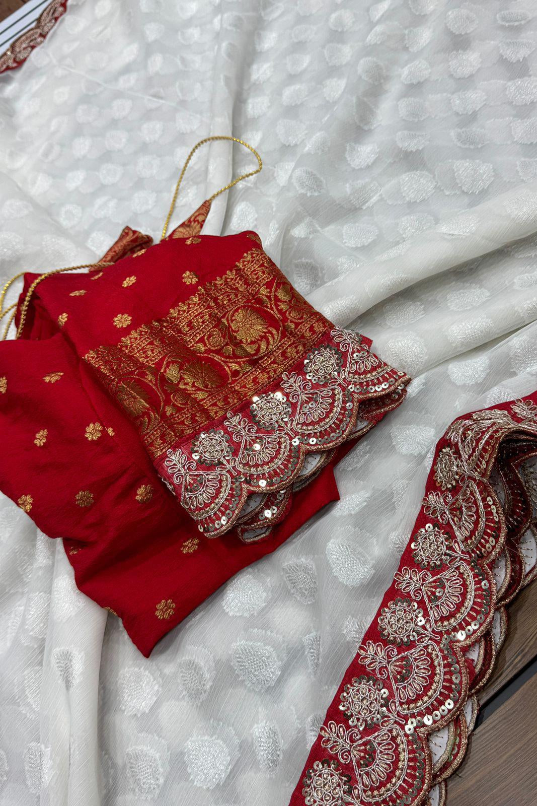 Puja Special Georgette Silk Saree (Shade 2)