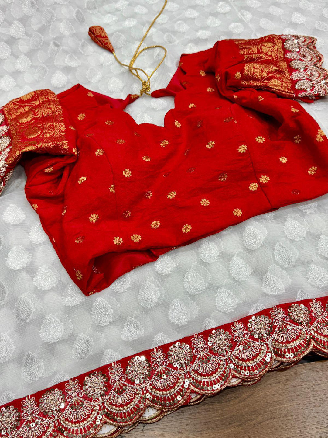 Puja Special Georgette Silk Saree (Shade 2)