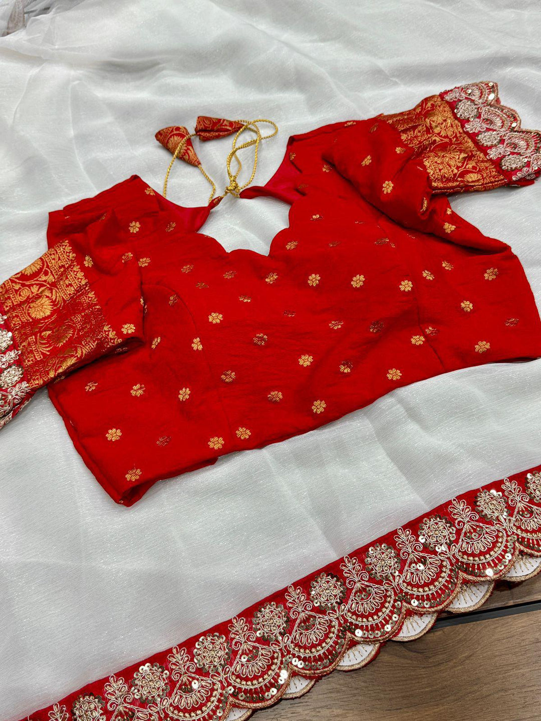 Puja Special Georgette Silk Saree (Shade 1)