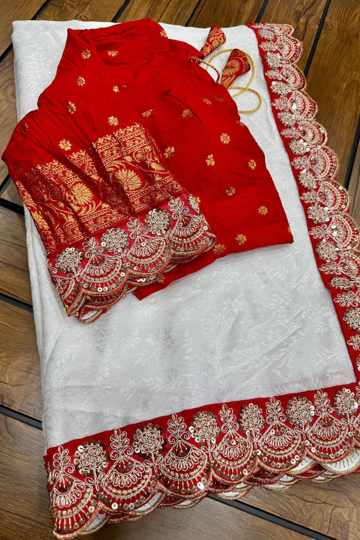 Puja Special Georgette Silk Saree (Shade 3)