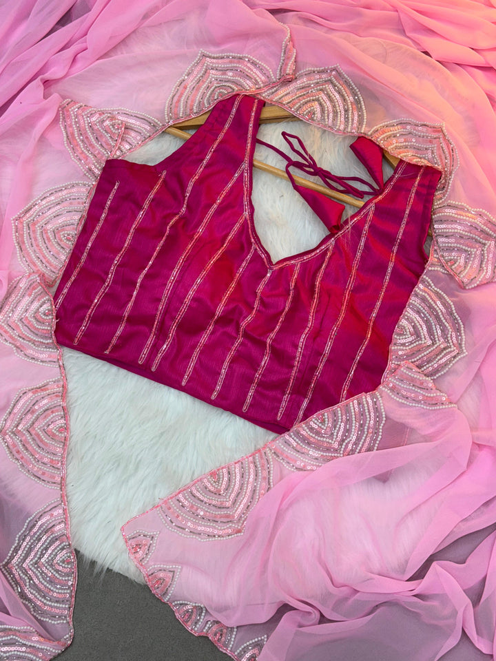 Gulabi Ehsaas Georgette Silk Saree