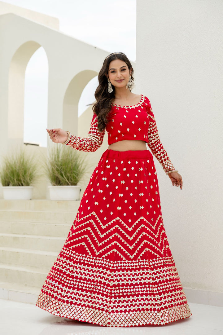 Blush March  Red Georgette Lehenga