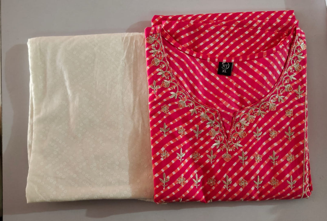 Gulabi Dots Cotton Kurti Set