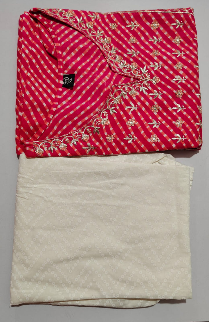 Gulabi Dots Cotton Kurti Set