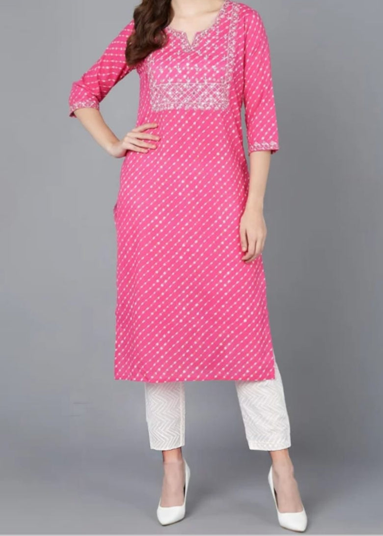 Gulabi Dots Cotton Kurti Set
