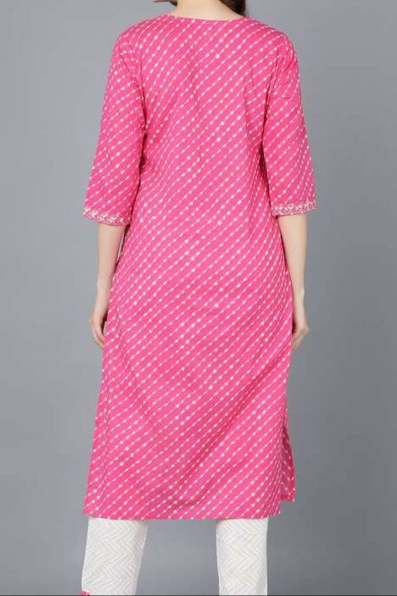 Gulabi Dots Cotton Kurti Set