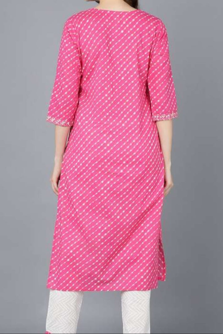 Gulabi Dots Cotton Kurti Set