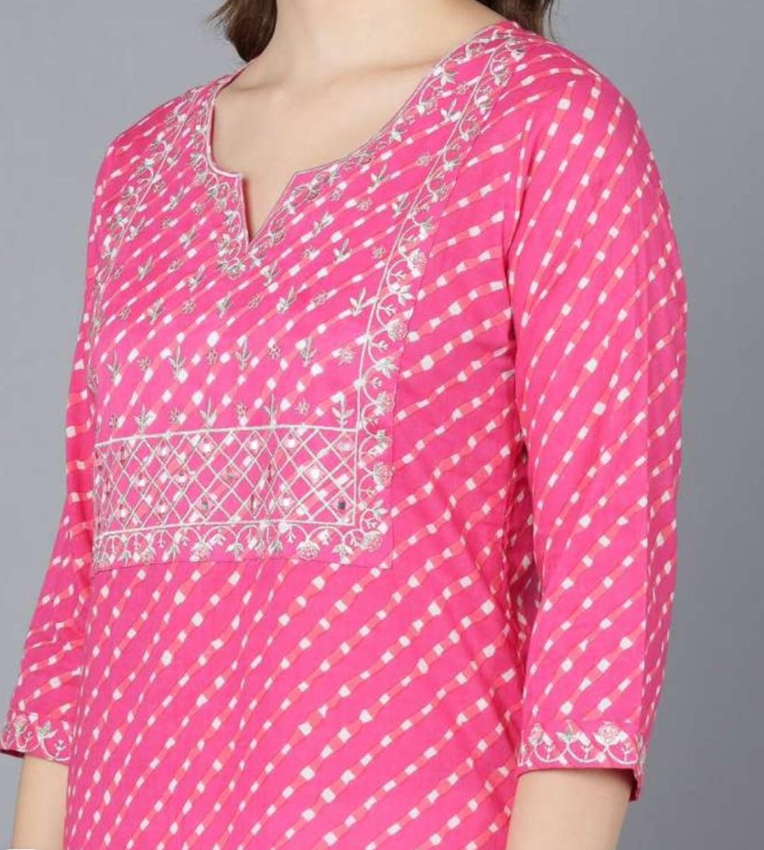 Gulabi Dots Cotton Kurti Set