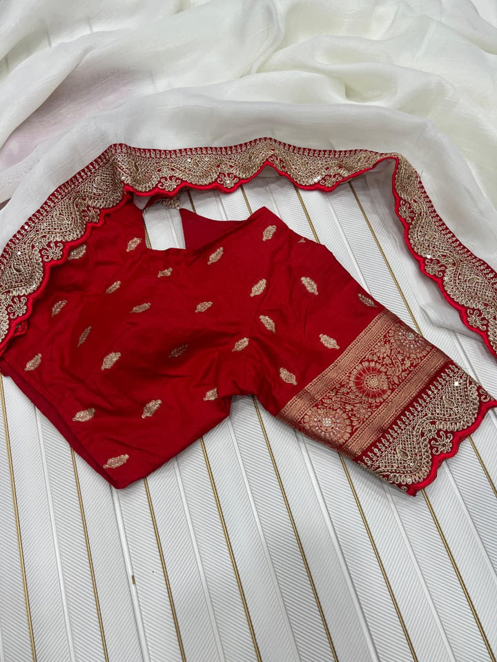 Story of White Bloom Fancy Chiffon Saree