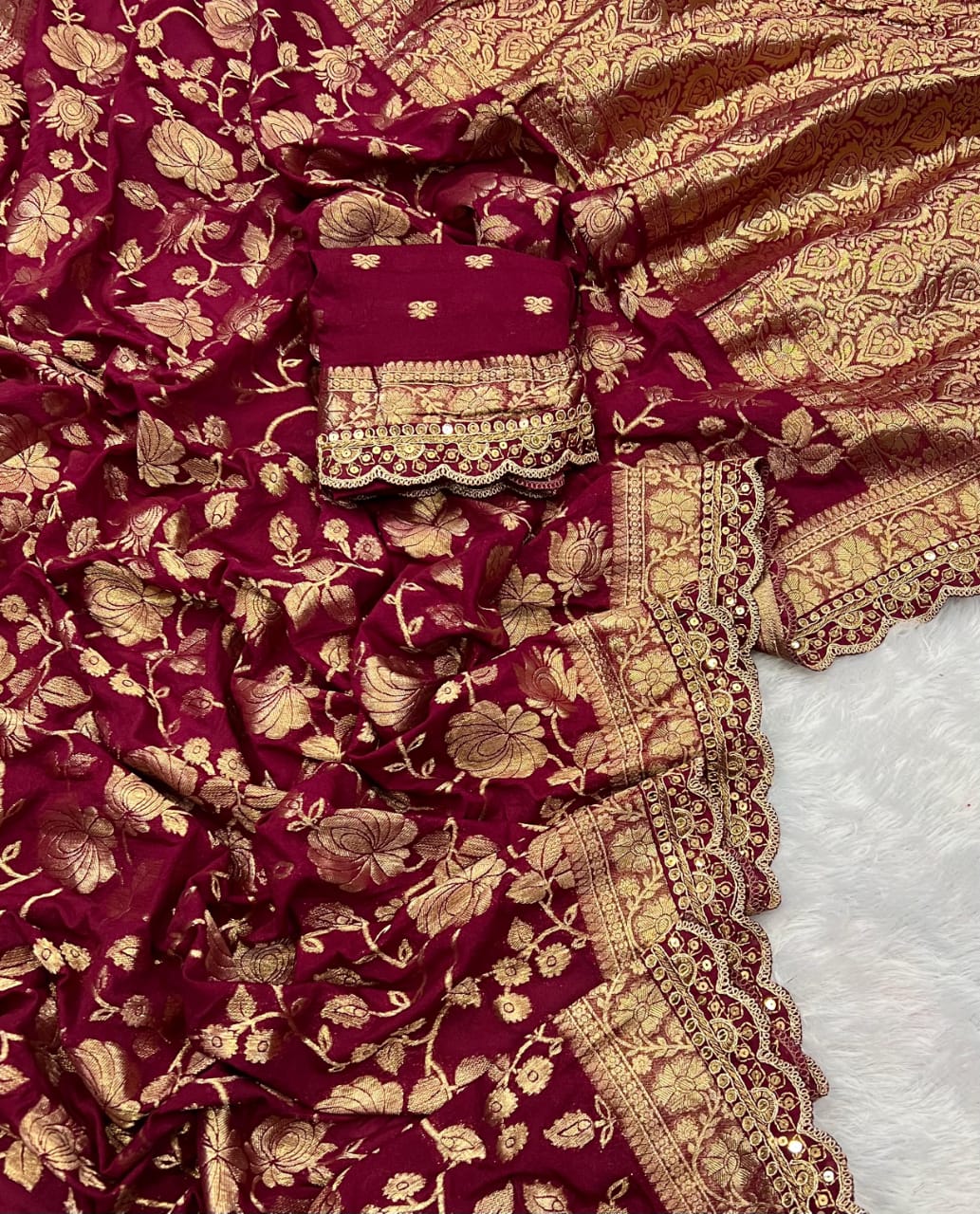 From the Gharana Banarasi Khaddi Georgette Silk