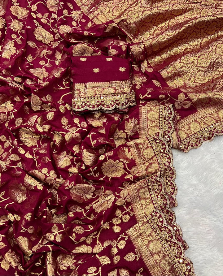 From the Gharana Banarasi Khaddi Georgette Silk